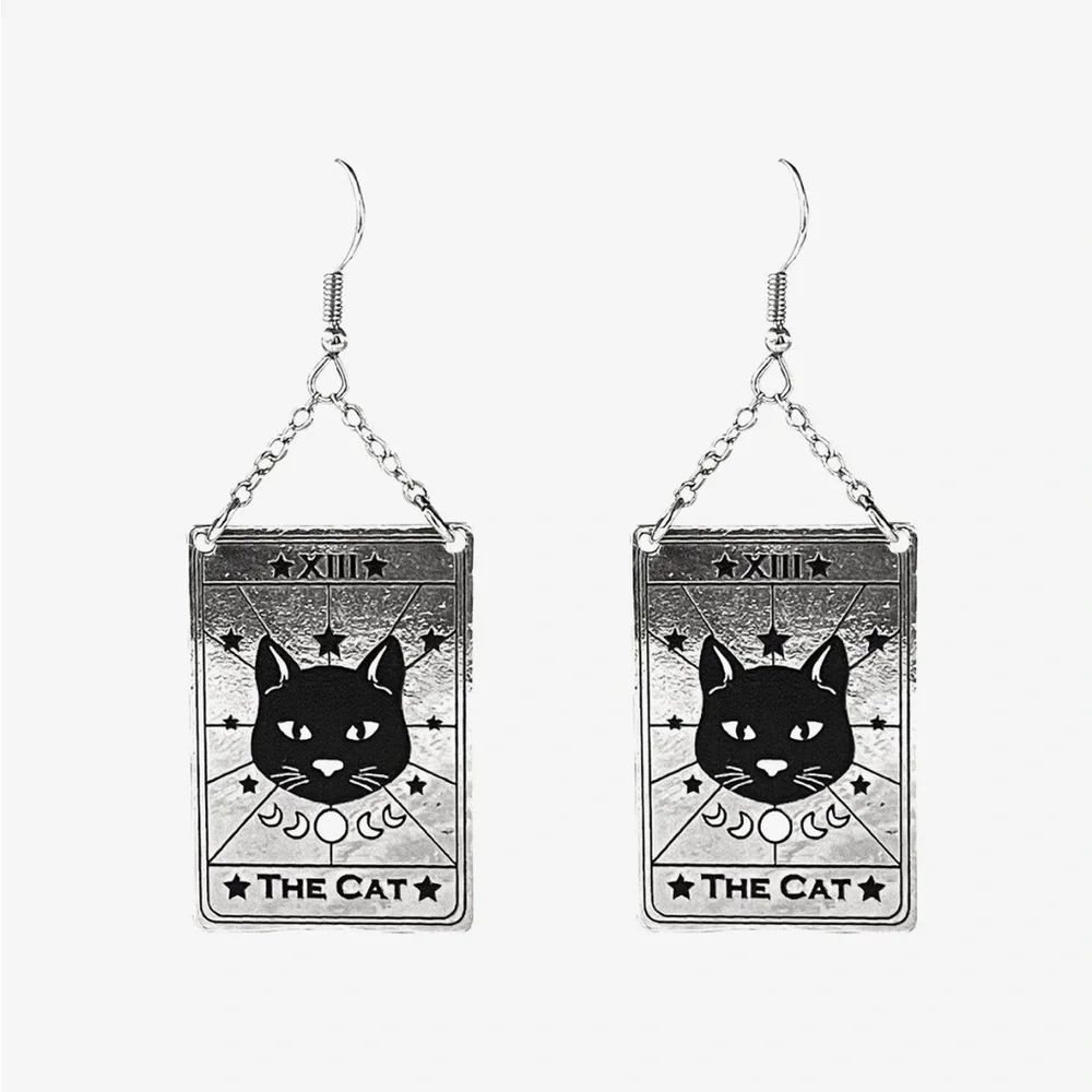 Cosmic Aura Cat Tarot Card Drop‎ Earrings Hot Topic Witchy